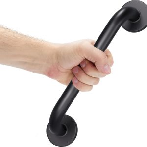 Anatomix 304 Grade Stainless Steel Heavy Duty Toilet Grab bar Handrails Bathroom Safety Bar Hand Support – 12 Inch Black Pack of 1